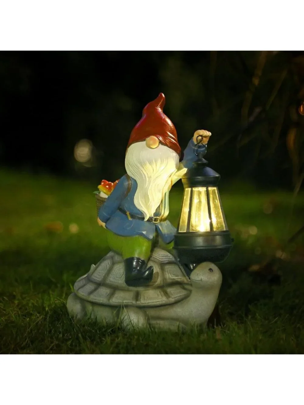 Charming Gnome & Turtle Garden Decor - Large Outdoor Sculptures with Solar